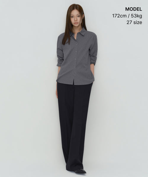 WOMENS WIDE HIDDEN BANDING SLACKS #韓韶禧同款! - 4 COLORS NAVY