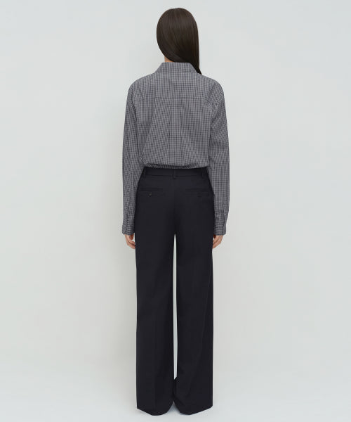 WOMENS WIDE HIDDEN BANDING SLACKS #韓韶禧同款! - 4 COLORS NAVY
