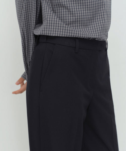 WOMENS WIDE HIDDEN BANDING SLACKS #韓韶禧同款! - 4 COLORS NAVY