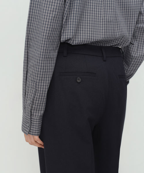 WOMENS WIDE HIDDEN BANDING SLACKS #韓韶禧同款! - 4 COLORS NAVY