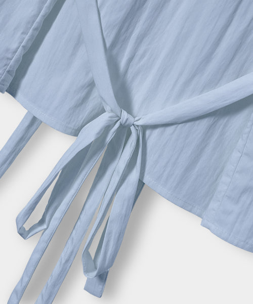 SOFT TIE BUTTON BLOUSE - 5 COLORS BLUE