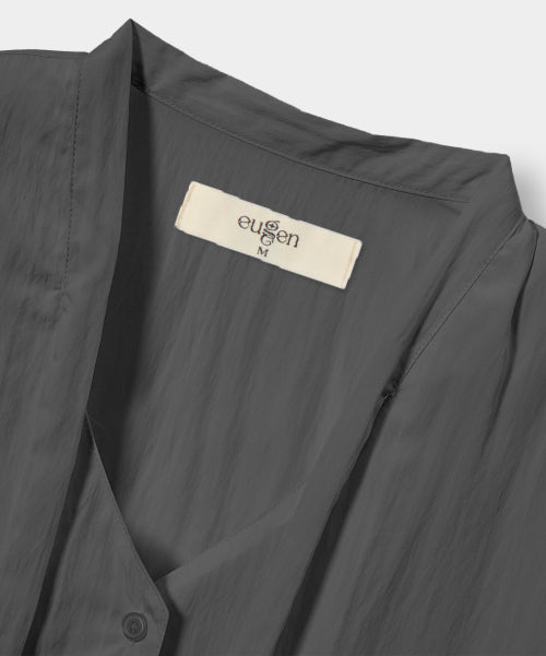 SOFT TIE BUTTON BLOUSE - 5 COLORS GREY