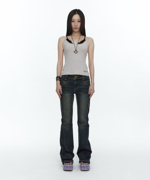 LACE LAYERED SLEEVELESS TOP - 3 COLORS LAVENDER