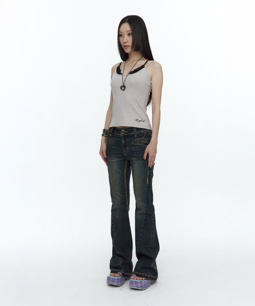 LACE LAYERED SLEEVELESS TOP - 3 COLORS LAVENDER