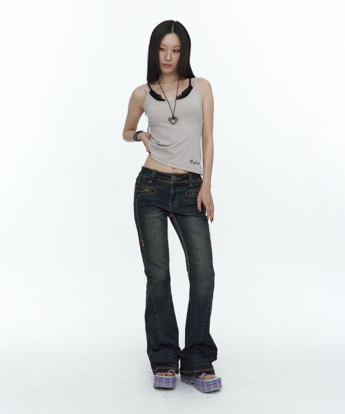LACE LAYERED SLEEVELESS TOP - 3 COLORS LAVENDER