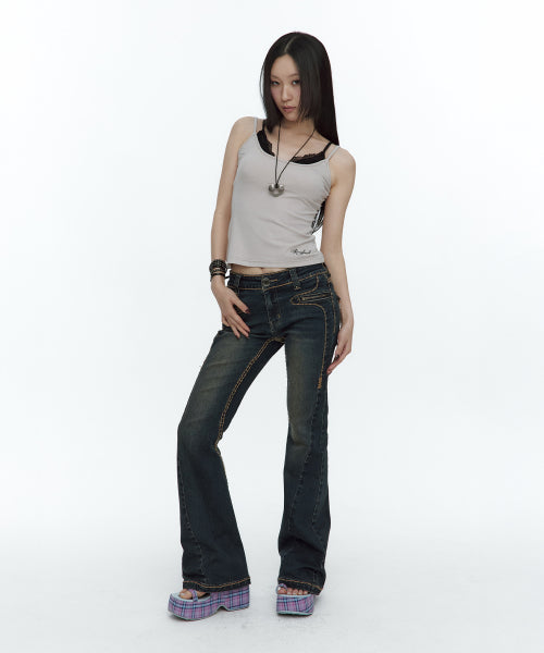 LACE LAYERED SLEEVELESS TOP - 3 COLORS LAVENDER