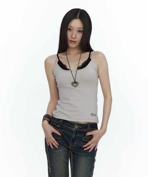 LACE LAYERED SLEEVELESS TOP - 3 COLORS LAVENDER