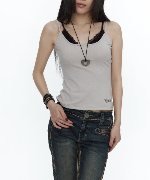 LACE LAYERED SLEEVELESS TOP - 3 COLORS LAVENDER