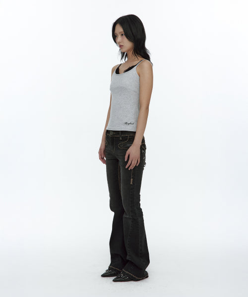 LACE LAYERED SLEEVELESS TOP - 3 COLORS GREY