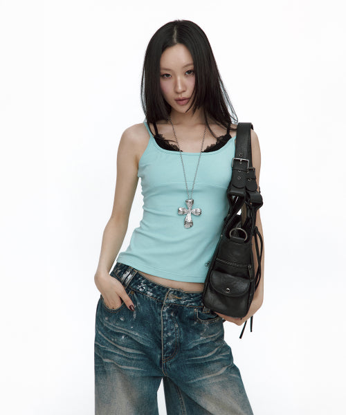 LACE LAYERED SLEEVELESS TOP - 3 COLORS MINT