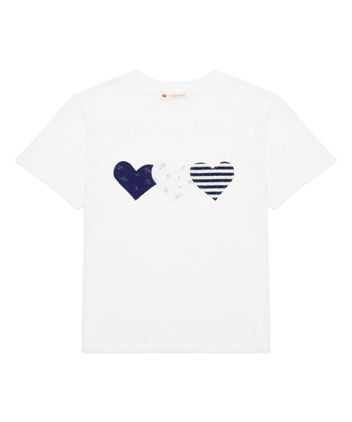 HEART PATCH COTTON T-SHIRT - 2 COLORS WHITE