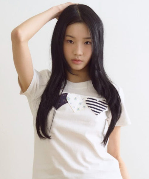 HEART PATCH COTTON T-SHIRT - 2 COLORS WHITE