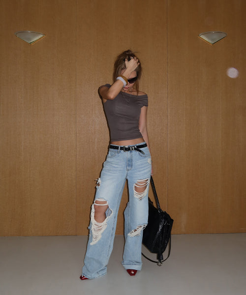 VINTAGE WIDE DENIM PANTS - 2 COLORS AS SHOWN