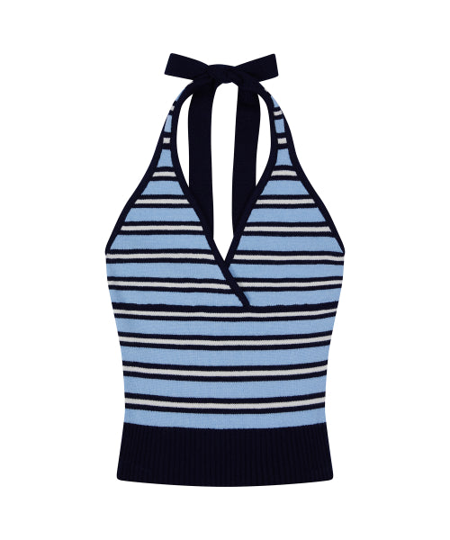 LARTIGENT L24 KNIT HALTER TOP - 4 COLORS BLUE