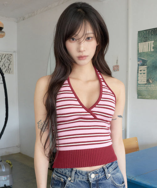 LARTIGENT L24 KNIT HALTER TOP - 4 COLORS PINK