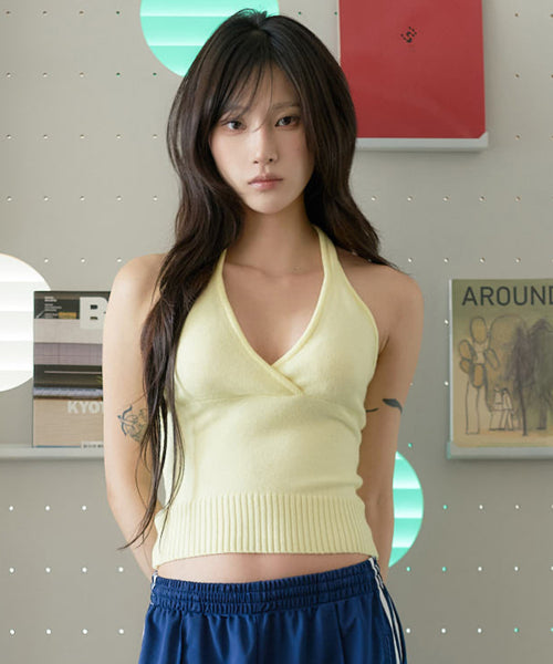 LARTIGENT L24 KNIT HALTER TOP - 4 COLORS YELLOW