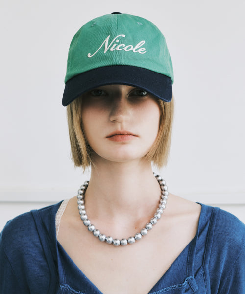 NICOLE LETTERING BALL CAP #徐睿知同款! - 9 COLORS NAVY