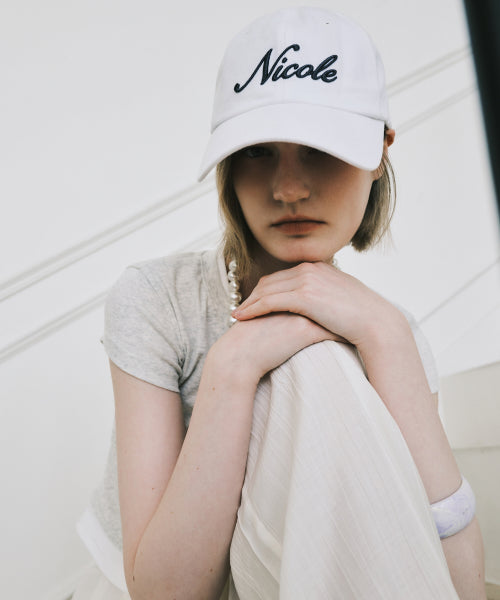 NICOLE LETTERING BALL CAP #徐睿知同款! - 9 COLORS CHARCOAL