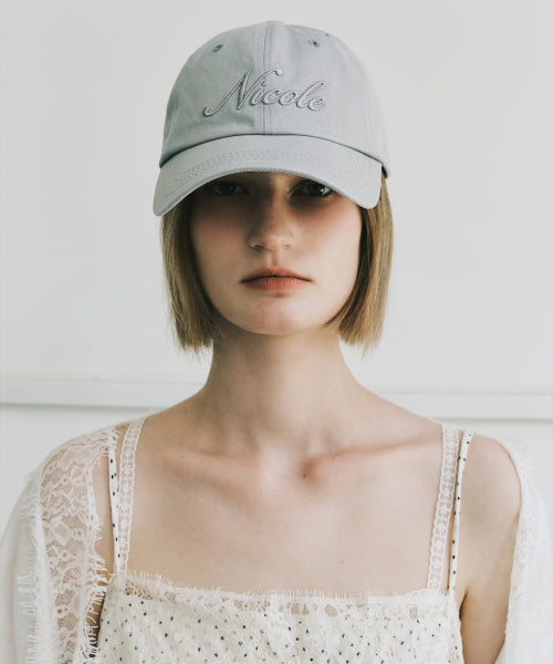 NICOLE LETTERING BALL CAP #徐睿知同款! - 9 COLORS GREY