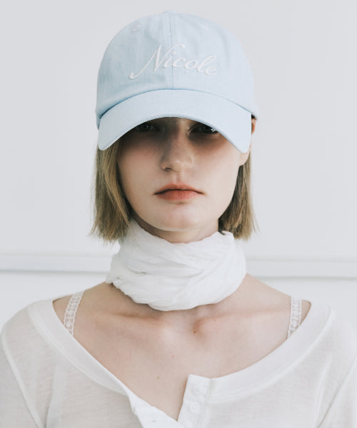 NICOLE LETTERING BALL CAP #徐睿知同款! - 9 COLORS SKY BLUE