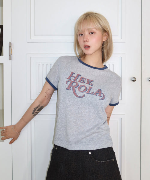 VINTAGE GRAPHIC RINGER T-SHIRT - 2 COLORS GRAY + NAVY