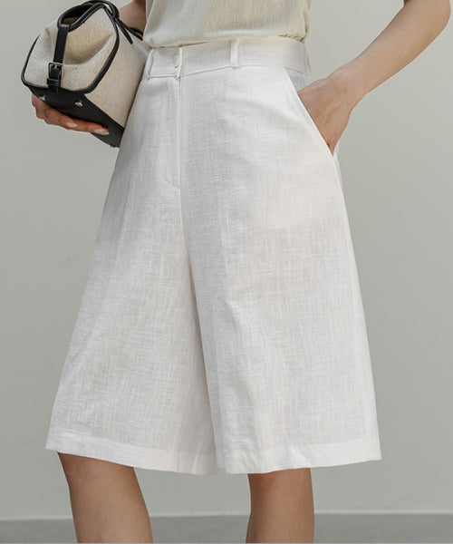 ORIJE LINEN BERMUDA SHORTS - 2 COLORS WHITE