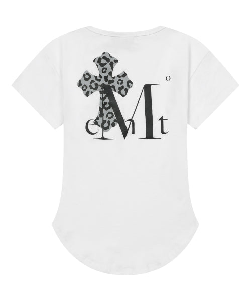 SAHARA LEOPARD CROSS LOGO U-NECK SHORT SLEEVE TEE - 2 COLORS BLACK
