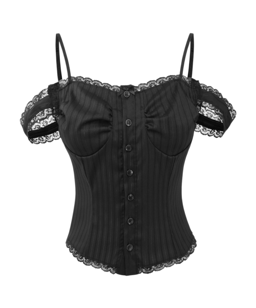 SWAN LACE RIBBON BLOUSE, WHITE - 2 COLORS BLACK