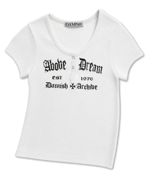 ABOVE DREAM LETTERING SNAP BUTTON SLEEVE - 3 COLORS WHITE