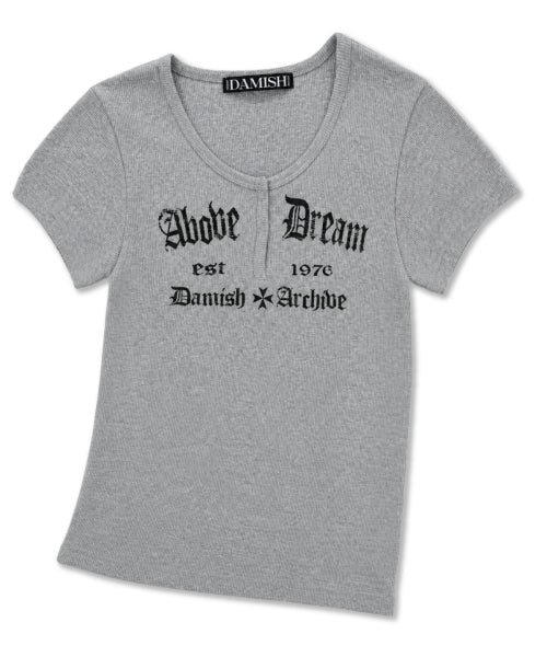 ABOVE DREAM LETTERING SNAP BUTTON SLEEVE - 3 COLORS GREY