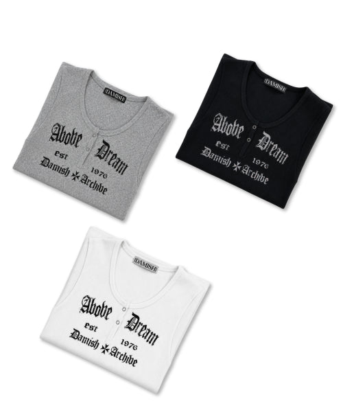 ABOVE DREAM LETTERING SNAP BUTTON SLEEVE - 3 COLORS GREY