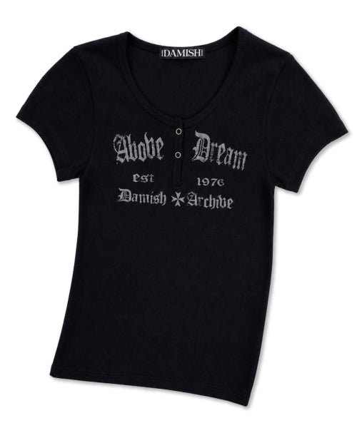 ABOVE DREAM LETTERING SNAP BUTTON SLEEVE - 3 COLORS BLACK