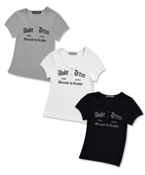 ABOVE DREAM LETTERING SNAP BUTTON SLEEVE - 3 COLORS BLACK