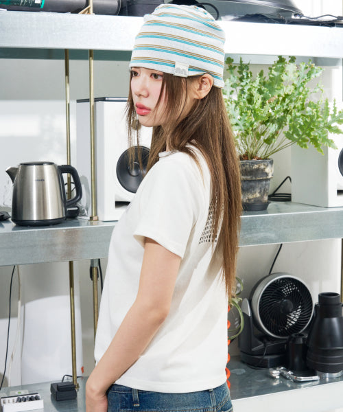 NN LABEL STRIPE BEANIE - 9 COLORS WHITE