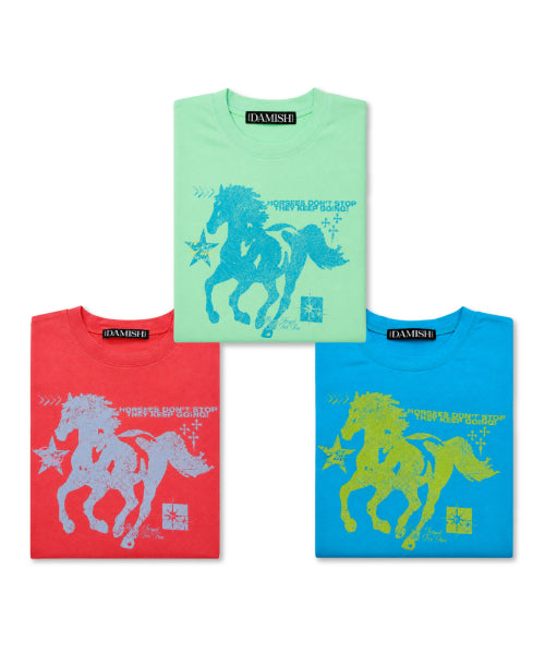 HORSE GRAPHIC PASTEL SLIM T-SHIRT - 3 COLORS MINT