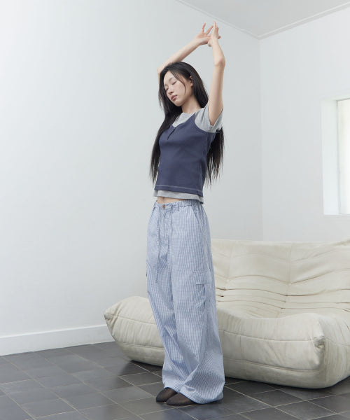 TINY CHECK BANDING PANTS - 2 COLORS