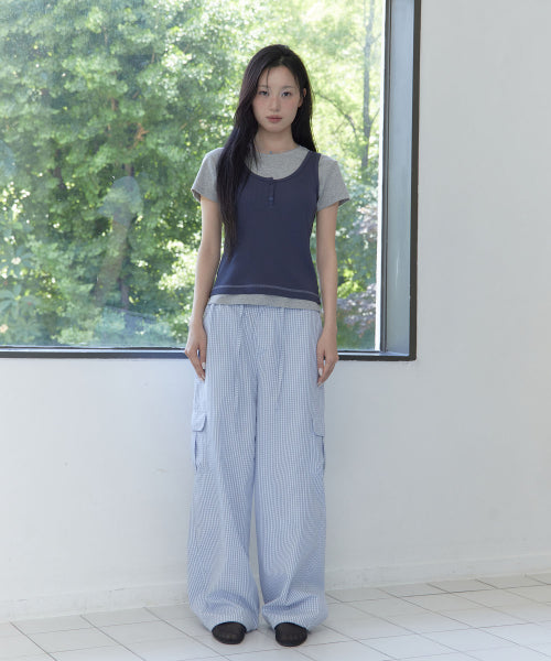 TINY CHECK BANDING PANTS - 2 COLORS