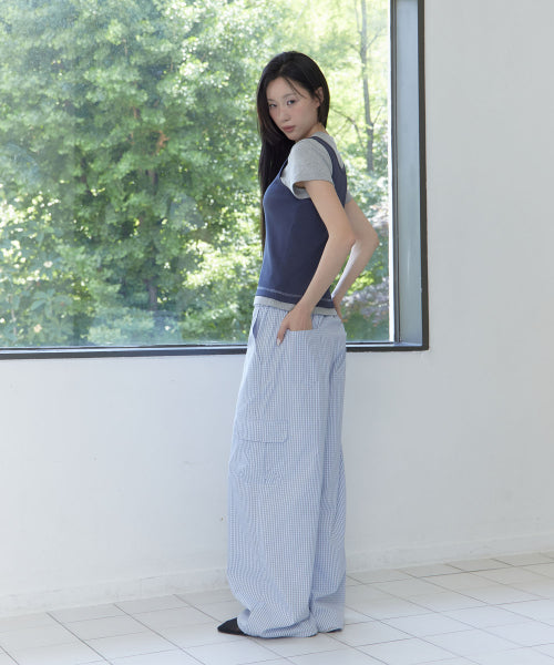 TINY CHECK BANDING PANTS - 2 COLORS