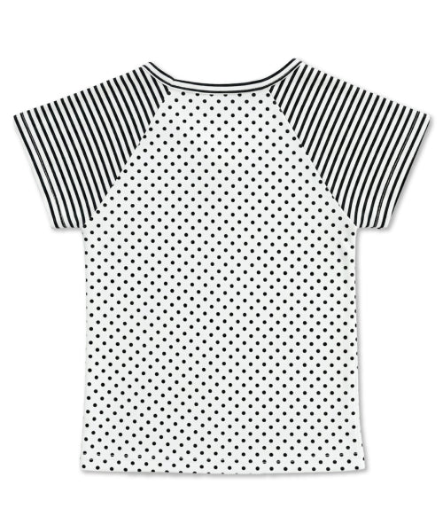 DOT STRIPE LETTERING SHORT SLEEVE - 4 COLORS IVORY