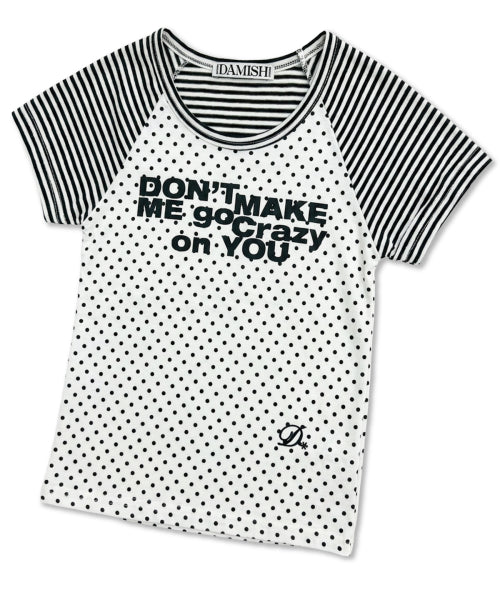 DOT STRIPE LETTERING SHORT SLEEVE - 4 COLORS IVORY