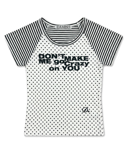 DOT STRIPE LETTERING SHORT SLEEVE - 4 COLORS IVORY