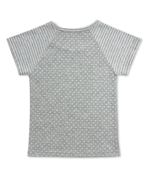 DOT STRIPE LETTERING SHORT SLEEVE - 4 COLORS GREY