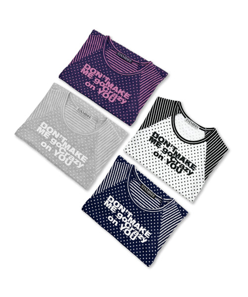 DOT STRIPE LETTERING SHORT SLEEVE - 4 COLORS GREY