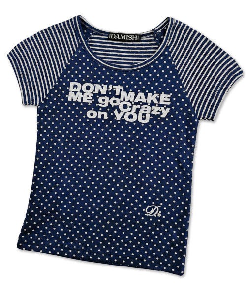 DOT STRIPE LETTERING SHORT SLEEVE - 4 COLORS NAVY