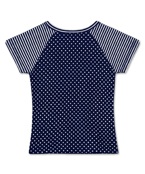 DOT STRIPE LETTERING SHORT SLEEVE - 4 COLORS NAVY