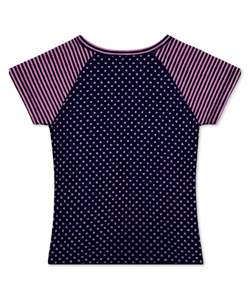 DOT STRIPE LETTERING SHORT SLEEVE - 4 COLORS PURPLE