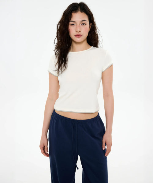 ALL DAY SLIM FIT LAYERED TOP - 9 COLORS IVORY