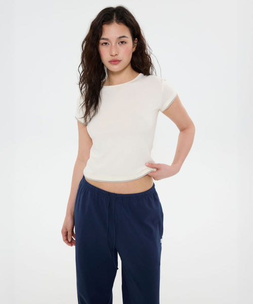ALL DAY SLIM FIT LAYERED TOP - 9 COLORS IVORY