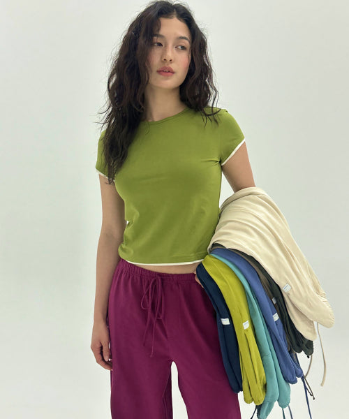 ALL DAY SLIM FIT LAYERED TOP - 9 COLORS OLIVE