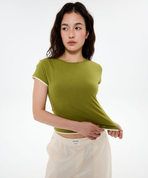 ALL DAY SLIM FIT LAYERED TOP - 9 COLORS OLIVE